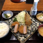 とんかつ神楽坂さくら - あじフライとヒレかつ定食