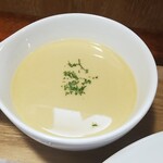 キッチン ブルー グローブ - 冷製コーンスープへチェンジ