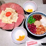 KOBE ENISHI - 三宮限定 肉チーズ担担麺 、
            温玉、
            濃厚冷担担麺 