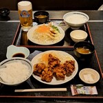 田子作 - 宮崎発祥鶏天南ばん定食、鶏唐揚げ定食、生中