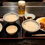 213082054 - 宮崎発祥鶏天南ばん定食、鶏唐揚げ定食、生中