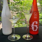 日本料理 TOBIUME - ①新政　瓶内二次発酵全集No.6X-typeSpark生酛純米2022
      米品種:秋田県産秋田酒こまち100%、精米歩合:45% 
      ②新政　瓶内二次発酵全集No.6A-TYPESpark生酛純米2022