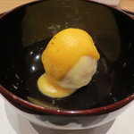 新宿割烹 中嶋 - 蒸物です。露地物のイチジクの味噌仕立て。