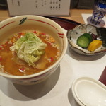 新宿割烹 中嶋 - お食事です。お茶漬けのあられがきれいです。