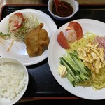 中国台湾料理 福来居 - 料理写真:ランチセット冷やし中華　唐揚げ　サラダ　ミニライス付