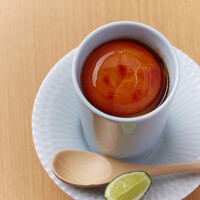 新鮮な黄身醤油漬けの茶碗蒸し