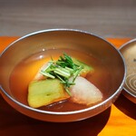 懐食庵 なかたけ - 朝取れ翡翠茄子と桃の揚げ出し