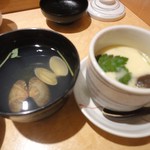 すし亭 - セットの汁と茶碗蒸し