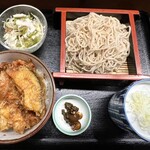 Yasubee - Aセット‥900円
                        かき揚げ丼、もりそば（お新香とサラダ付き）