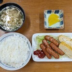 ひろこ食堂 - おかず , ライス 中 200円 , 味噌汁