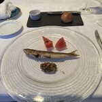 ラ・ブランシュ - ❺高津川産天然鮎のロースト、スイカ。