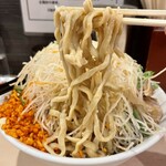 Ramen Taka No Me - 冷やし中華 1250円(野菜マシ、辛揚げ、ガリマヨ)