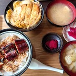 ゆめあとむ - うな丼 1,100円(税込)。 かつ丼ミニ 550円(税込)。