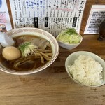 中華そば 琴の - 中華そば小の太麺　味玉　ねぎ　白めし