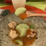 食堂とだか - 枝豆豆腐、イクラ掛け