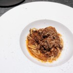 malca - malcaの〆パスタ、だいぶお腹いっぱいになってきているのだけれど、そのチャンスがもったいなくて逃せない、からお願いしちゃう食べちゃう。で、結果素直に大満足☆☆結果オーライ♡(^^)