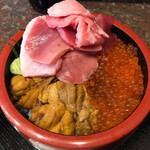 Sushishokudou Ohan - ウニ・イクラ・マグロの三食丼