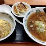 Hidakaya - 半ﾁｬｰﾊﾝ+餃子3個ｾｯﾄ（中華そば）