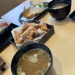 龍寿司 - かれい・川エビ唐揚げ+お椀