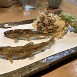 石臼挽き手打 蕎楽亭 - 稚鮎と野菜の天ぷら