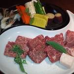 八幡野温泉郷 杜の湯 きらの里 - 主菜(黒毛和牛の熔岩焼き)