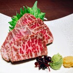 Saga beef, meat sashimi, seared for 3 seconds