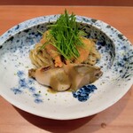 日本料理 晴山 - アワビとウニうどん