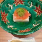 日本料理 晴山 - 山芋豆腐と芝海老昆布締め