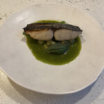 NALA - メイン魚料理　波津産釣り鰆の薪焼き　ソースピストゥ（香草のソース）