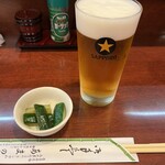 Kishimen Amano - ビールにつまみサービス