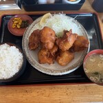 三軒家 - 唐揚げ定食(6個)＋ごはん大盛り