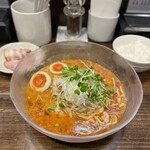 Sakurai Chuuka Sobaten - 【限定】冷やしヨーグルト担々麺と洗い麺セット¥1350、寿雀卵の味玉¥150、焼豚2枚¥150