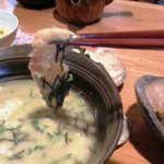 申子 - 熱々の出汁茶漬けにしゃぶしゃぶして頂く。