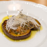 La Stalla - 2023.8 ビアンケッティ（2種の調理法の霞ヶ浦産白魚と茄子のフランボワーズビネガーマリネ）