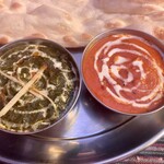 スワズ インド アジアン レストラン＆バー - ほうれん草海老カレーとバターチキンカレー