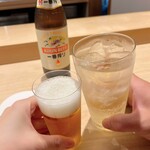 鮨 一二郎 - 相方さんは珍しくハイボール✩.*˚到着してまずはグイッと行きたいですよね*(ˊᗜˋ*)و