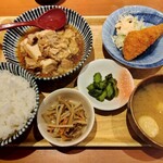 Nikudoufu to remonsawa taishu shokudou yasubee - 肉豆冨定食 黒