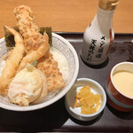 和食さと 平和橋店 - ちく玉えび天丼+茶碗蒸付（1,162円）