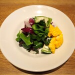 スガハラ - サラダ（栃木 ピーマン + 赤玉葱 + 米沢 蔓紫 + 胡瓜 + 玉蜀黍 + 紫蘇）