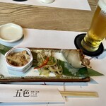 五色 - 前菜　白バイ貝 旨煮、公魚 南蛮漬、筍 土佐よごし