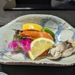 魚信旅館 - 鱧、海老　錦糸巻き