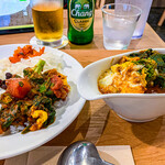 Spice and Vegetable 夢民 - 夢民グリーンカレー＋ポークと玉子 (ライス普通盛) 32ホット ビールとともにいただきました