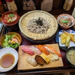 Fujimaru - 寿司＆ざる蕎麦御膳(1480円)