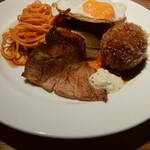 文化洋食店 一本松kitchen - Aランチ（ハンバーグ、蟹クリームコロッケ）