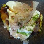 笹舟 - サービス定食のお好み焼き