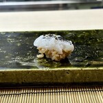 Sushi Okada - アオリイカ-竹墨のせ-