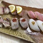 旬菜和味 - 寿司(カマス、鱧、いか、金目鯛、鯛、しまあじ)