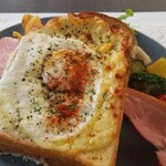 原村CAFE - クロックマダム。ボリュームがすごくて美味しい！とっても満足なモーニングでした♪