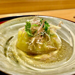 礒田 - 賀茂茄子の煮浸し　出汁の旨味が滲み出ます