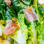 Caesar salad with romaine lettuce and Prosciutto